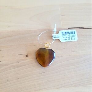 NWT Anthropologie Brown Stone Heart Charm